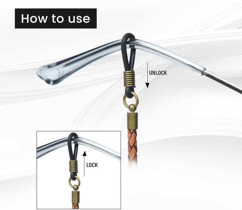 GENIQUE Genuine Leather Glasses Strap, Eyeglass Chain,Eye Glasses holders around Neck, Sunglass Strap for Men - Image 3